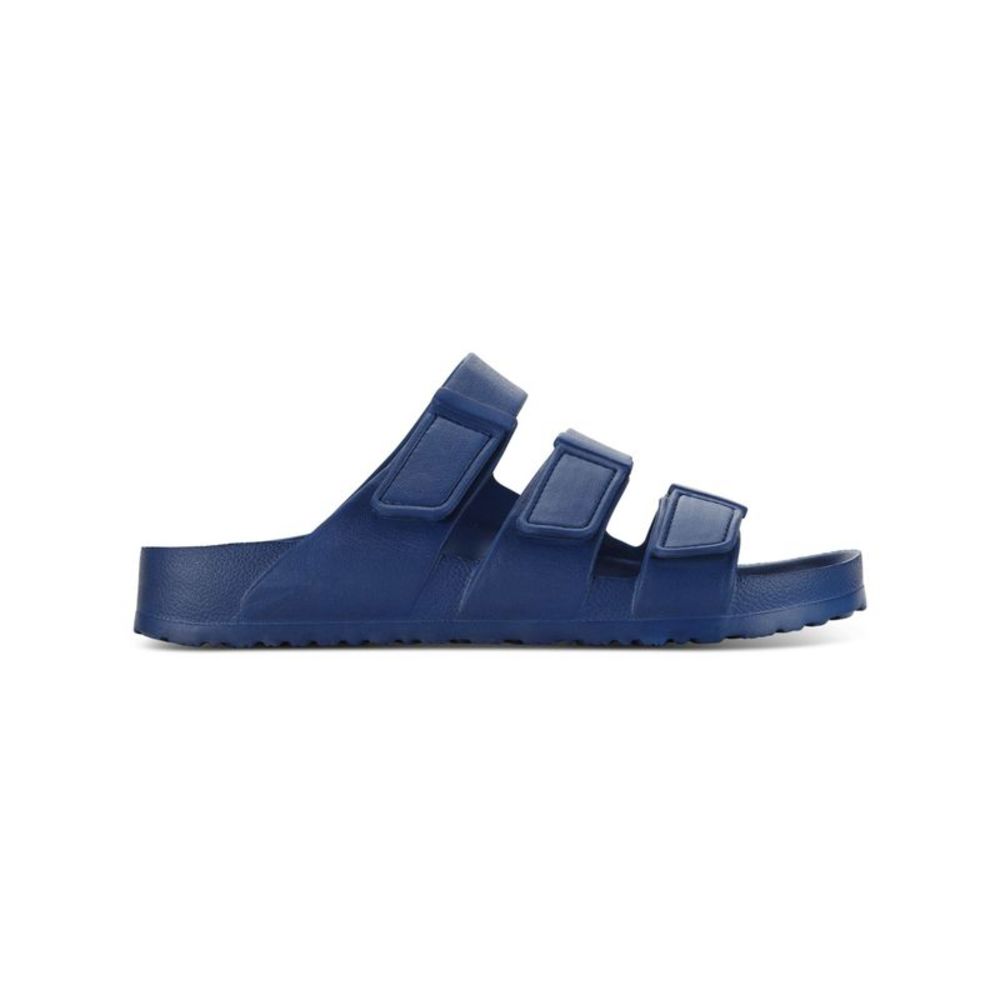 SUN STONE Mens Navy Hook & Loop Bowie Open Platform Slide Sandals Shoes 9 - Picture 2 of 2
